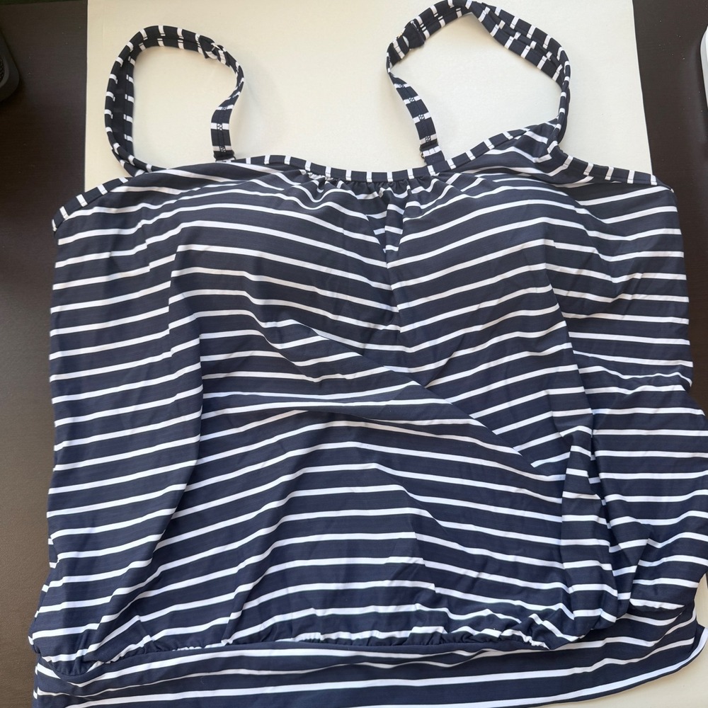 Sea Level Australia Charmarel Blouson Tankini Top Navy White Striped US 14 NEW